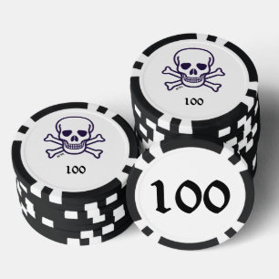 Skull n Bones 100 striped poker chip