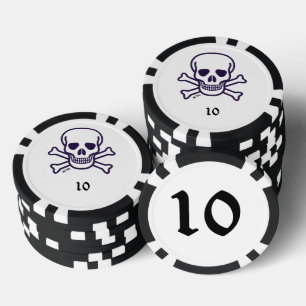 Skull n Bones 10 striped poker chip
