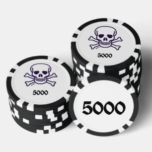 Skull n Bones 5000 striped poker chip