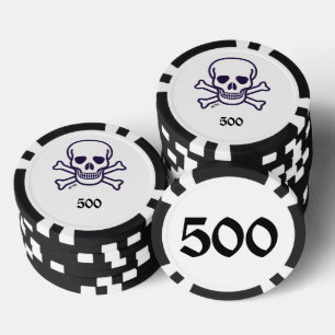 Skull n Bones 500 striped poker chip
