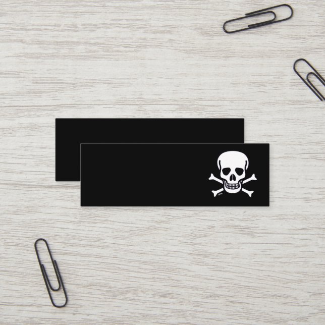 Skull n Bones all black mini business card (Front/Back In Situ)