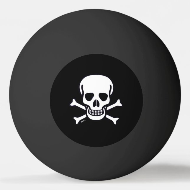 Skull n Bones Black black 1 star ping pong ball (Front)