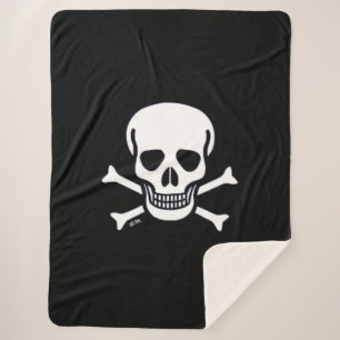 Skull n Bones Black large sherpa blanket