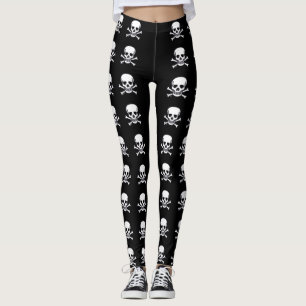 Skull n Bones black large skulls leggings