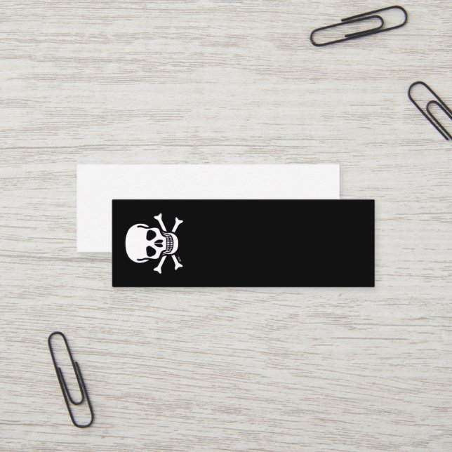 Skull n Bones black mini business card vertical (Front/Back In Situ)