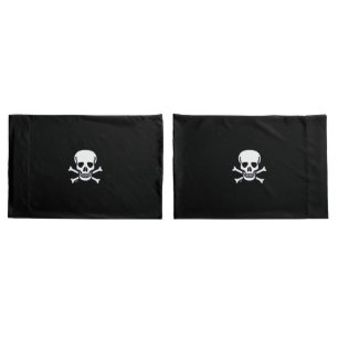 Skull n Bones black pillowcases standard pair
