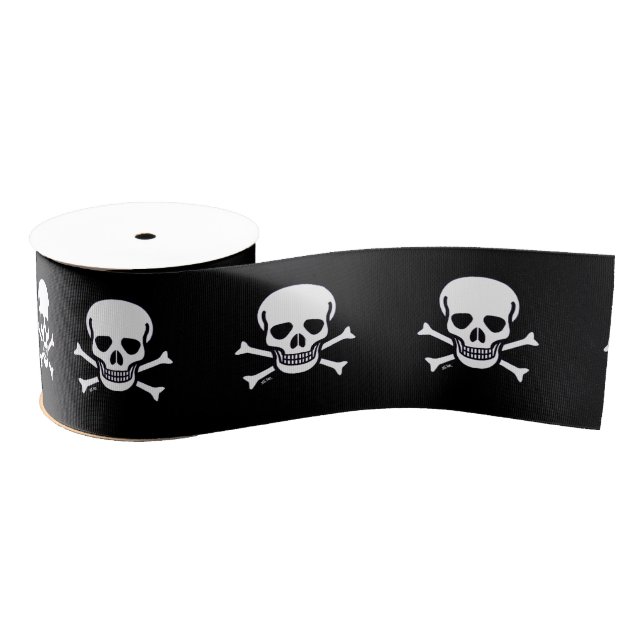 Skull n Bones black ribbon spool Grosgrain Ribbon (Spool)
