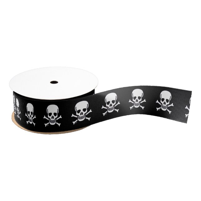 Skull n Bones black ribbon spool Grosgrain Ribbon (Spool)