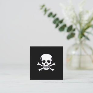 Skull n Bones black square business card