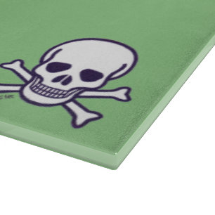 Skull n Bones green glass cutting board