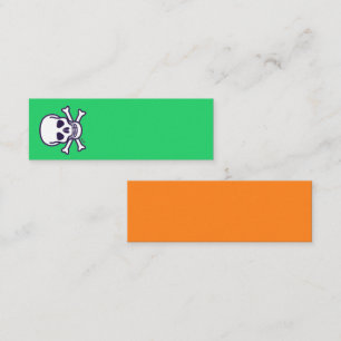 Skull n Bones green orange mini business card vert