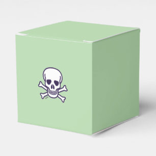 Skull n Bones green square favour boxes