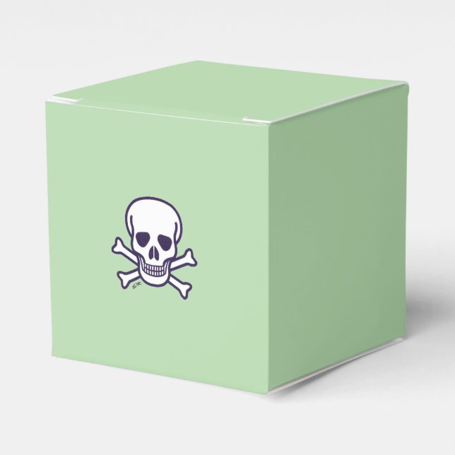 Skull n Bones green square favour boxes (Front Side)