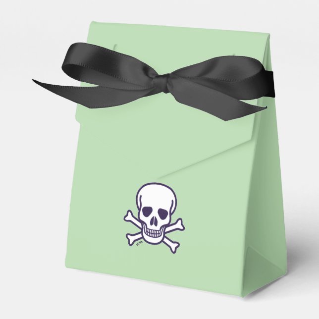 Skull n Bones green tent favour boxes small (Front Side)