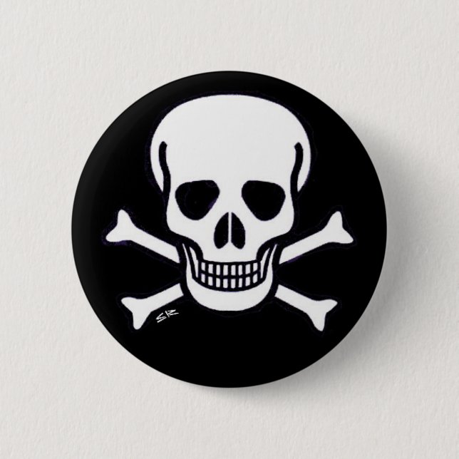 Skull n Bones large skull black button (Front)