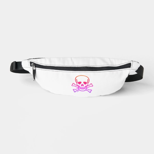 Skull n Bones neon white fanny pack (Front)