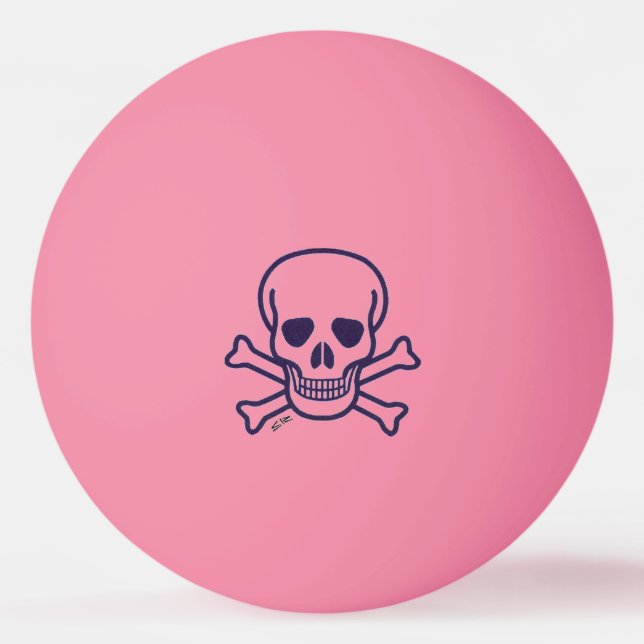 Skull n Bones orange glow 1 star ping pong ball (Front)
