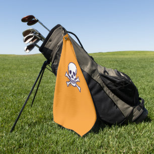 Skull n Bones orange golf towel