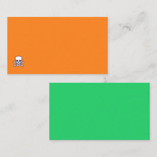 Skull n Bones orange grn std business card corner
