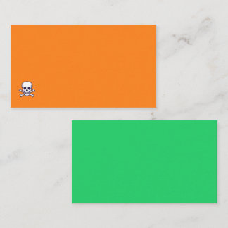 Skull n Bones orange grn std business card corner