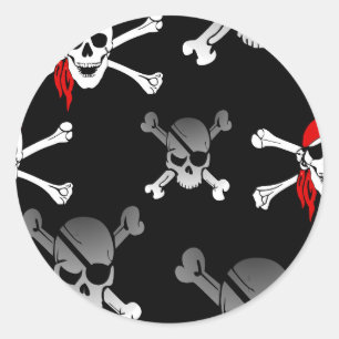 skull n bones Party Pirate  Classic Round Sticker