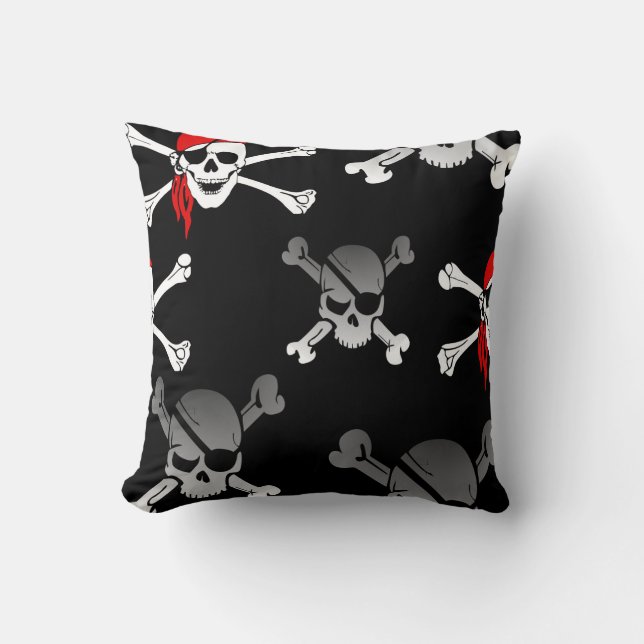 Skull n Bones Party Pirate  Throw Pillow (Front)