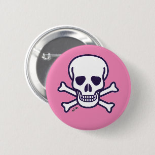 Skull n Bones pink button
