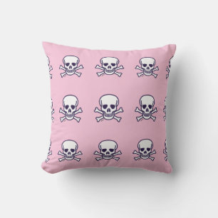 Skull n Bones pink throw pillow