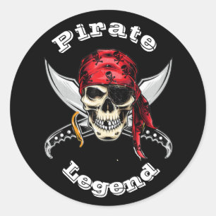 Skull n bones Pirate Legend Classic Round Sticker