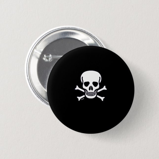 Skull n Bones small skull black button (Front & Back)