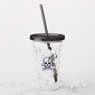 Skull n Bones smoke acrylic tumbler
