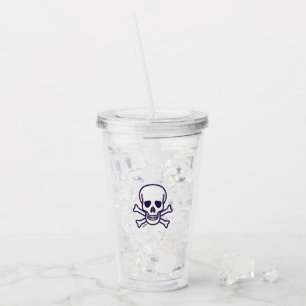Skull n Bones white clear acrylic tumbler