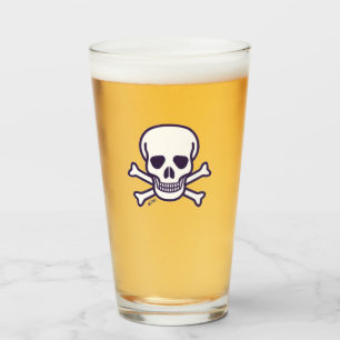 Skull n Bones white glass tumbler