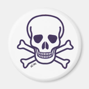 Skull n Bones white magnet