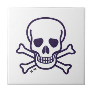 Skull n Bones white small tile