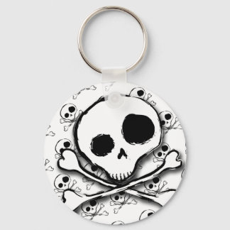 Skull N Bones with backdrop Key Ring