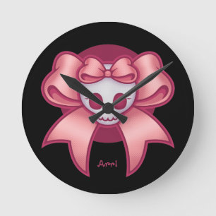 Skull 'n Bows Round Clock