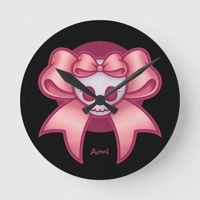 Skull 'n Bows Round Clock (Front)
