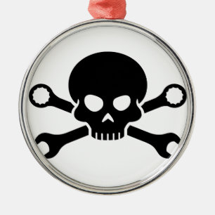 Skull 'n' Tools - Screw Pirate 1 (black) Metal Tree Decoration