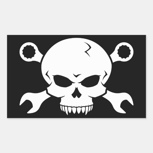 Skull 'n' Tools - Screw Pirate 2 (white) Rectangular Sticker (Front)
