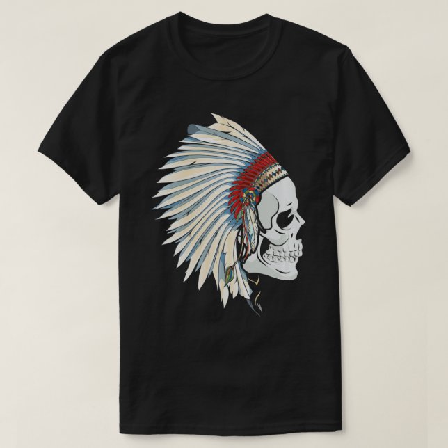 Skull Native American  T-Shirt (Design Front)