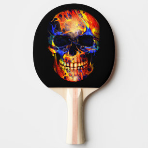 SKULL  NEON PAINT ABSTRACT PING PONG PADDLE