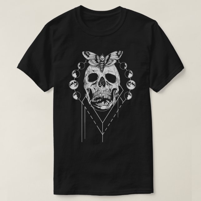 Skull Occult Geometry Moon Phase  T-Shirt (Design Front)