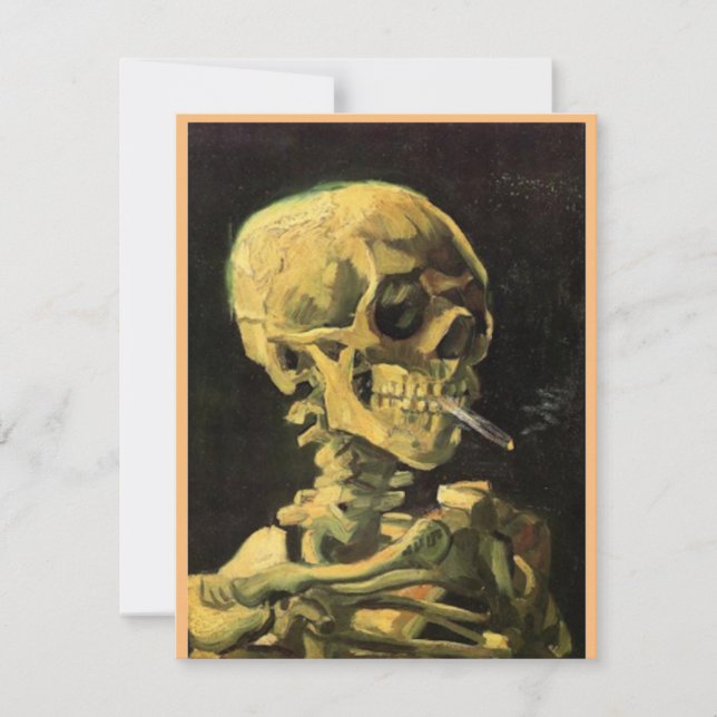 Skull of a Skeleton,Burning Cigarette, Van Gogh Thank You Card (Front)