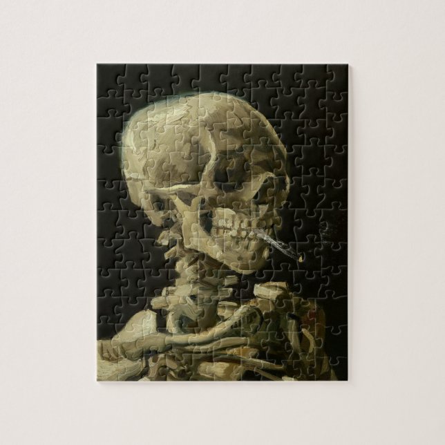 Skull of a Skeleton with Burning Cigarette Jigsaw Puzzle (Vertical)