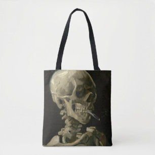 Skull of a Skeleton with Burning Cigarette Tote Bag
