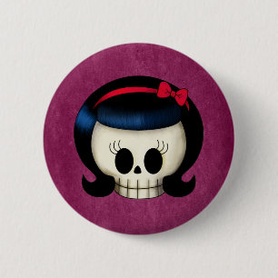 Skull of Rockabilly Girl 6 Cm Round Badge