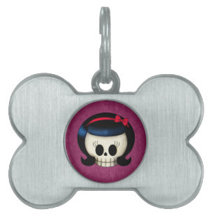 Skull of Rockabilly Girl Pet Name Tag