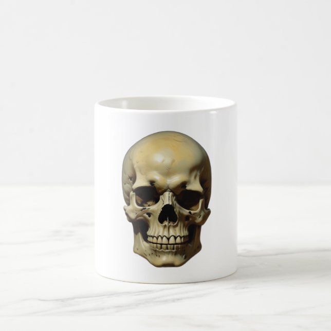 Skull Oil Painting Style Painting Illustration Coffee Mug (Center)