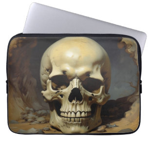 Skull Oil Painting Style Painting Illustration Laptop Sleeve